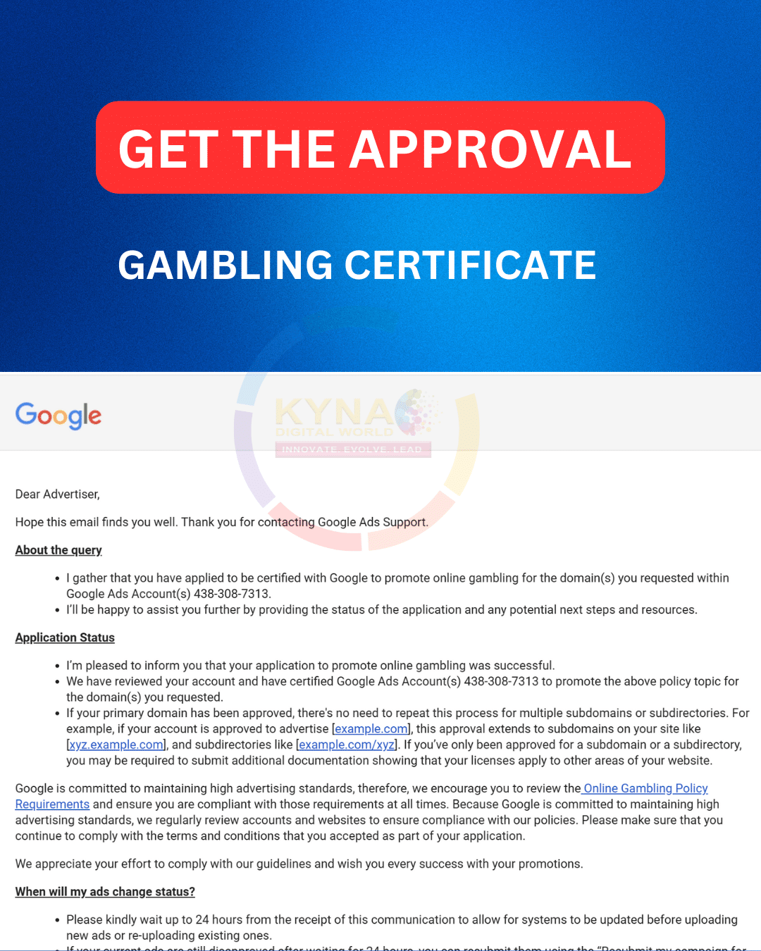 Google Ads Agency Account by Kyna digital world